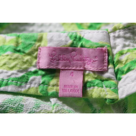 Lilly Pulitzer Shorts Liza Heartbreakers White Green Floral Pattern Resort Sz 4 - Picture 4 of 13